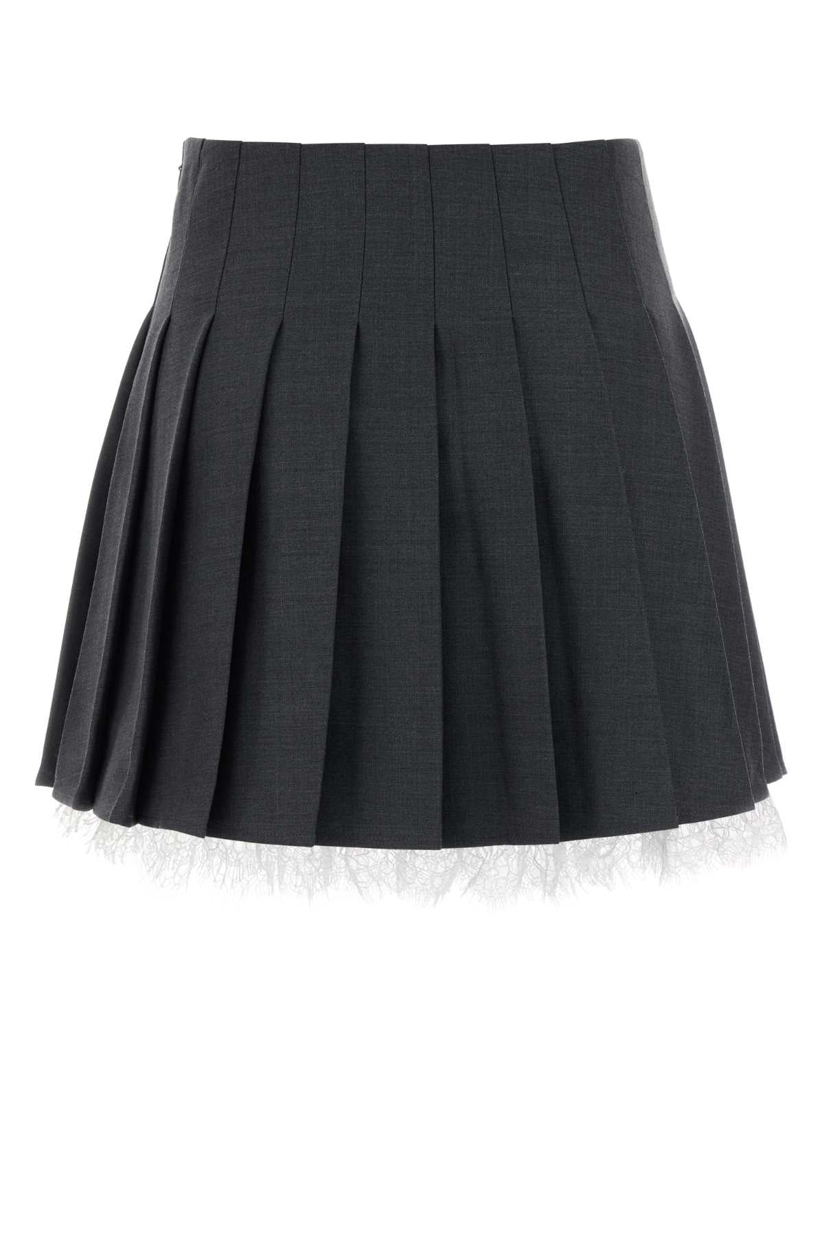 Self Portrait Women Dark Grey Twill Mini Skirt SELF-PORTRAIT