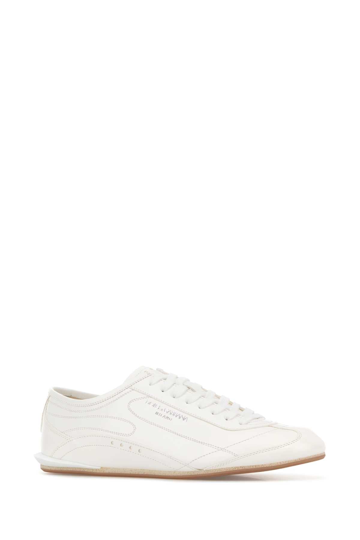 Dolce & Gabbana Men White Leather Lipari Sneakers DOLCE & GABBANA