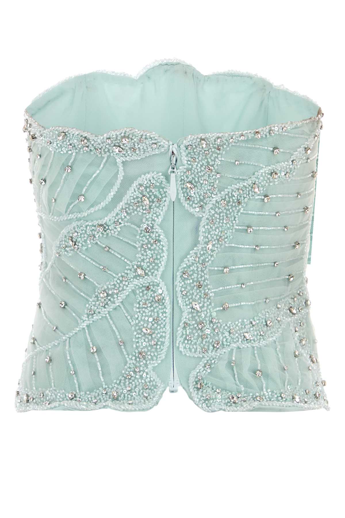 Costarellos Women Light-Blue Tulle Fiori Bodice COSTARELLOS
