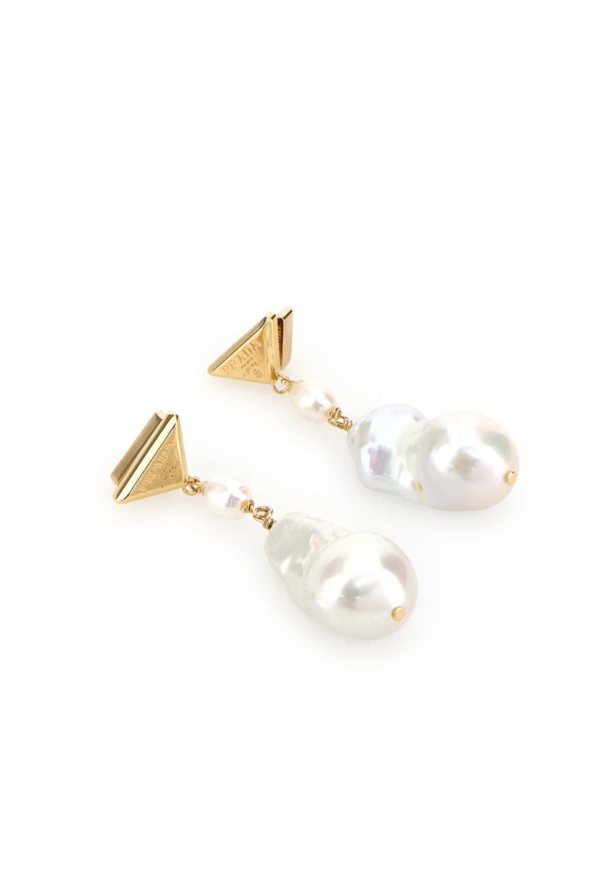 Prada Women Two-Tone Pearls And Metal Earrings PRADA