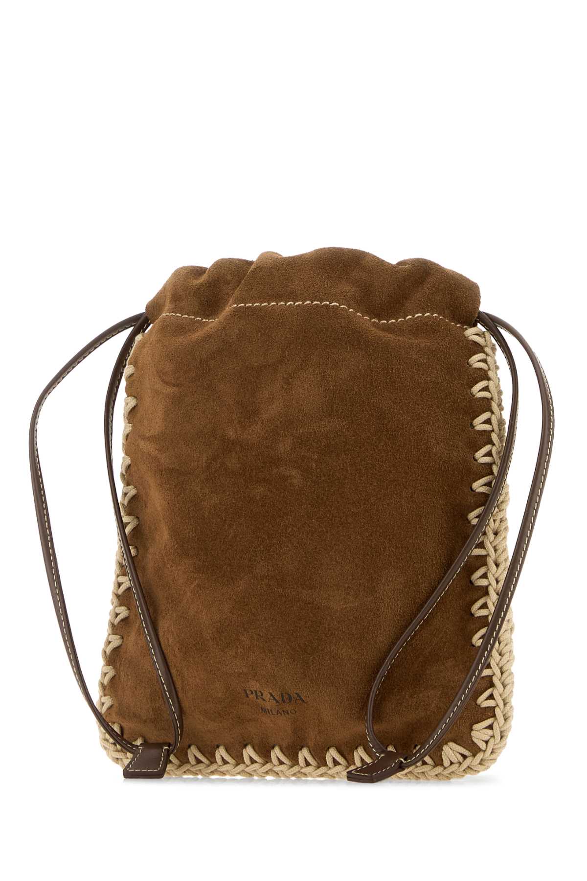 Prada Women Chocolate Suede Phone Holder PRADA