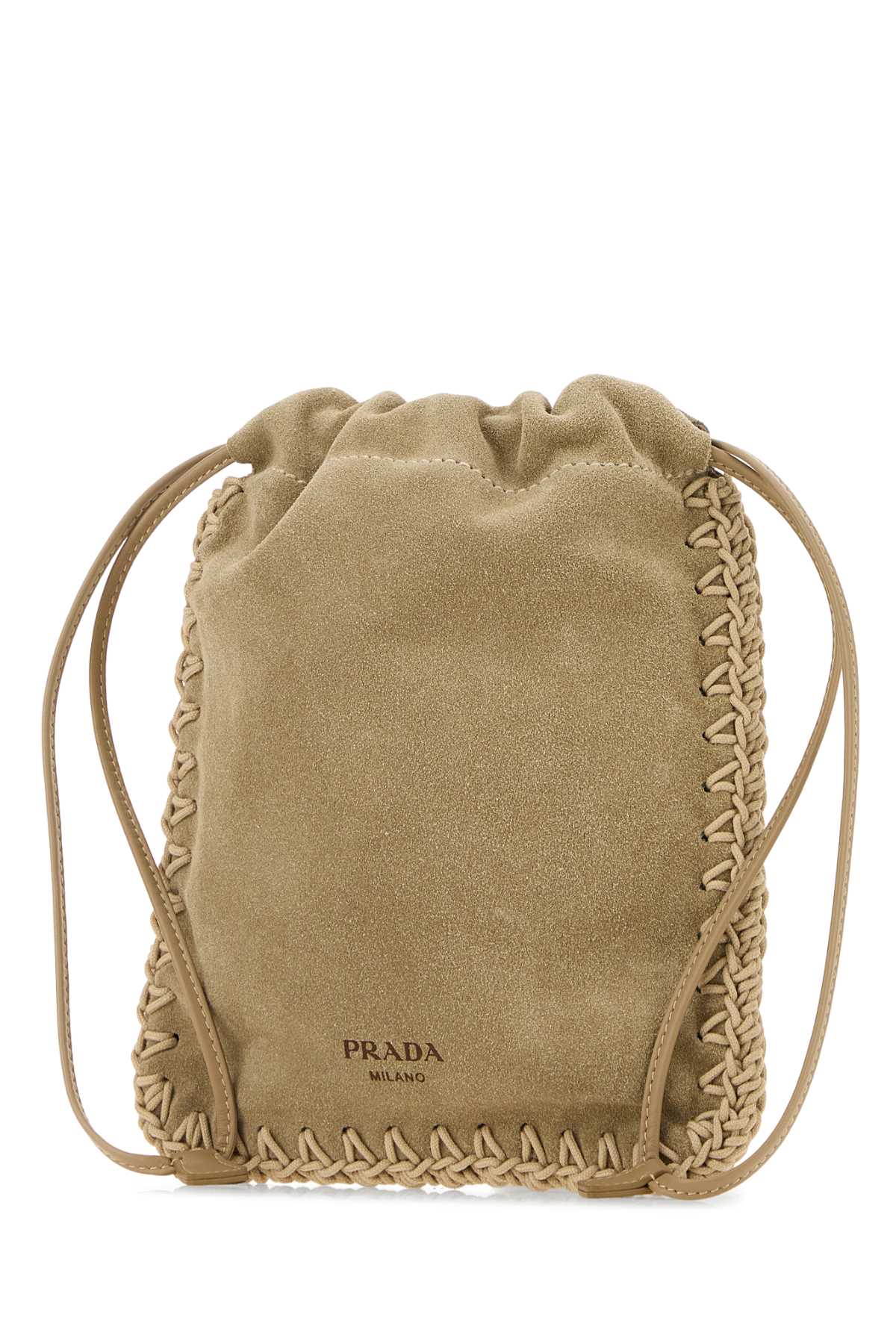 Prada Women Cappuccino Suede Phone Holder PRADA