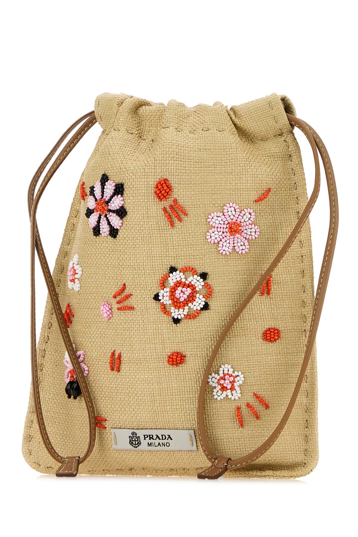 Prada Women Beige Canvas Phone Holder PRADA