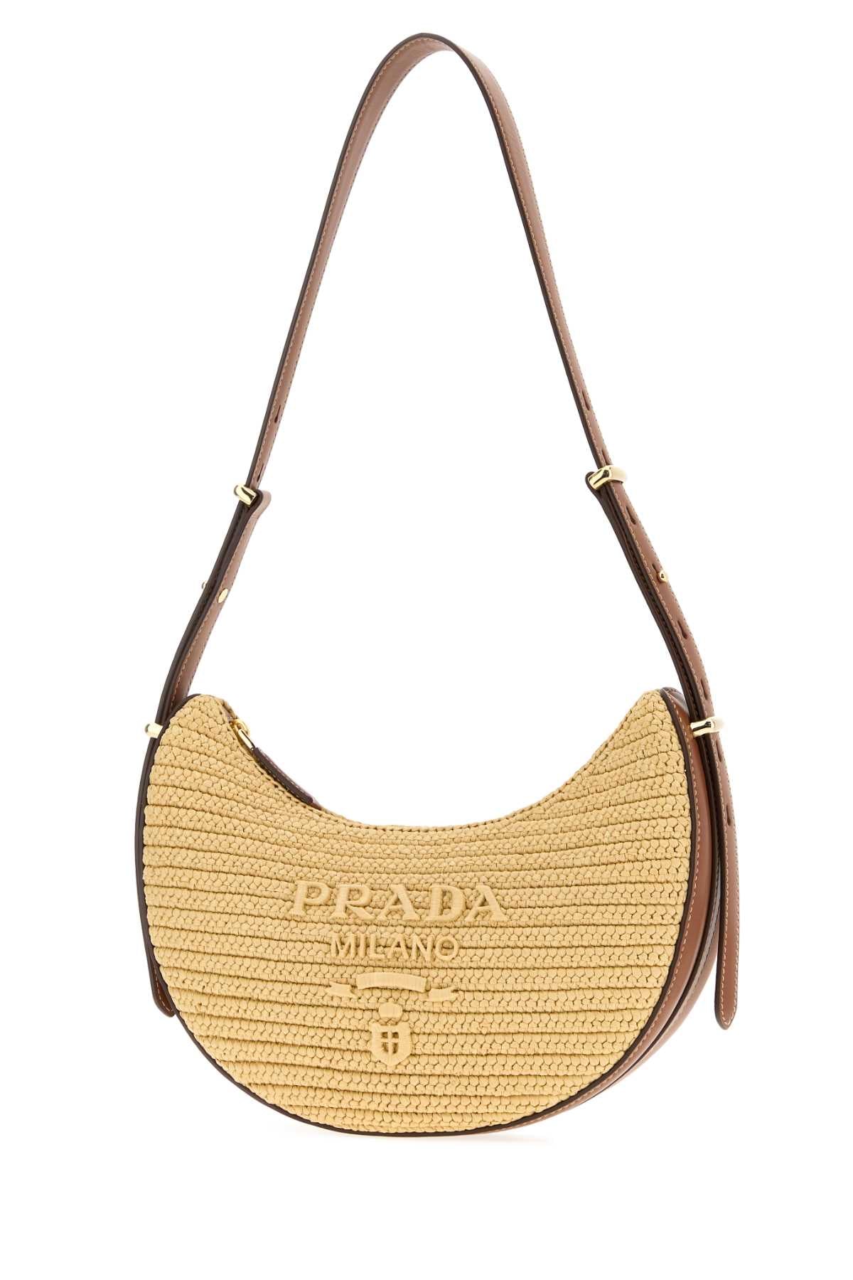 Prada Women Raffia Small Prada Arque Crossbody Bag PRADA