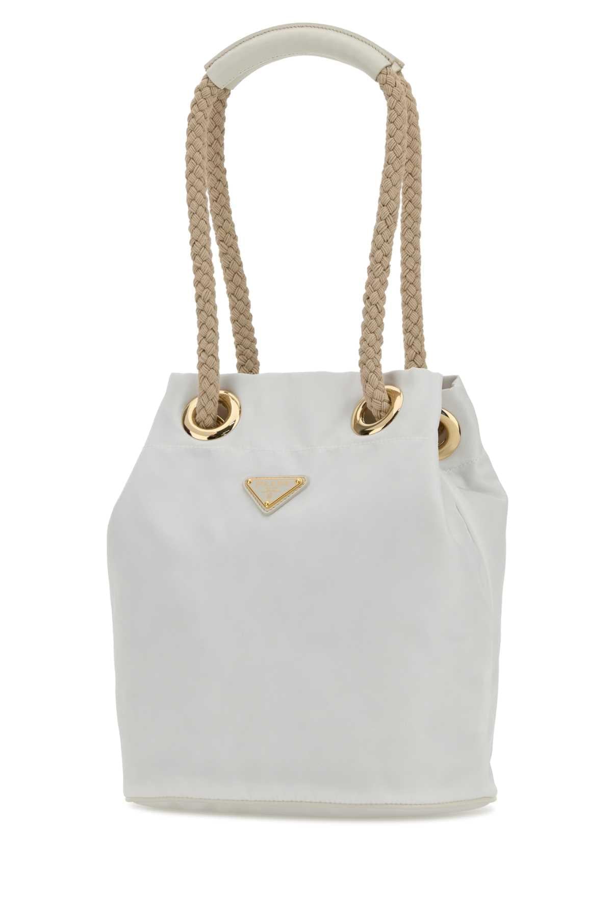 Prada Women White Re-Nylon Prada Mariner Bucket Bag PRADA