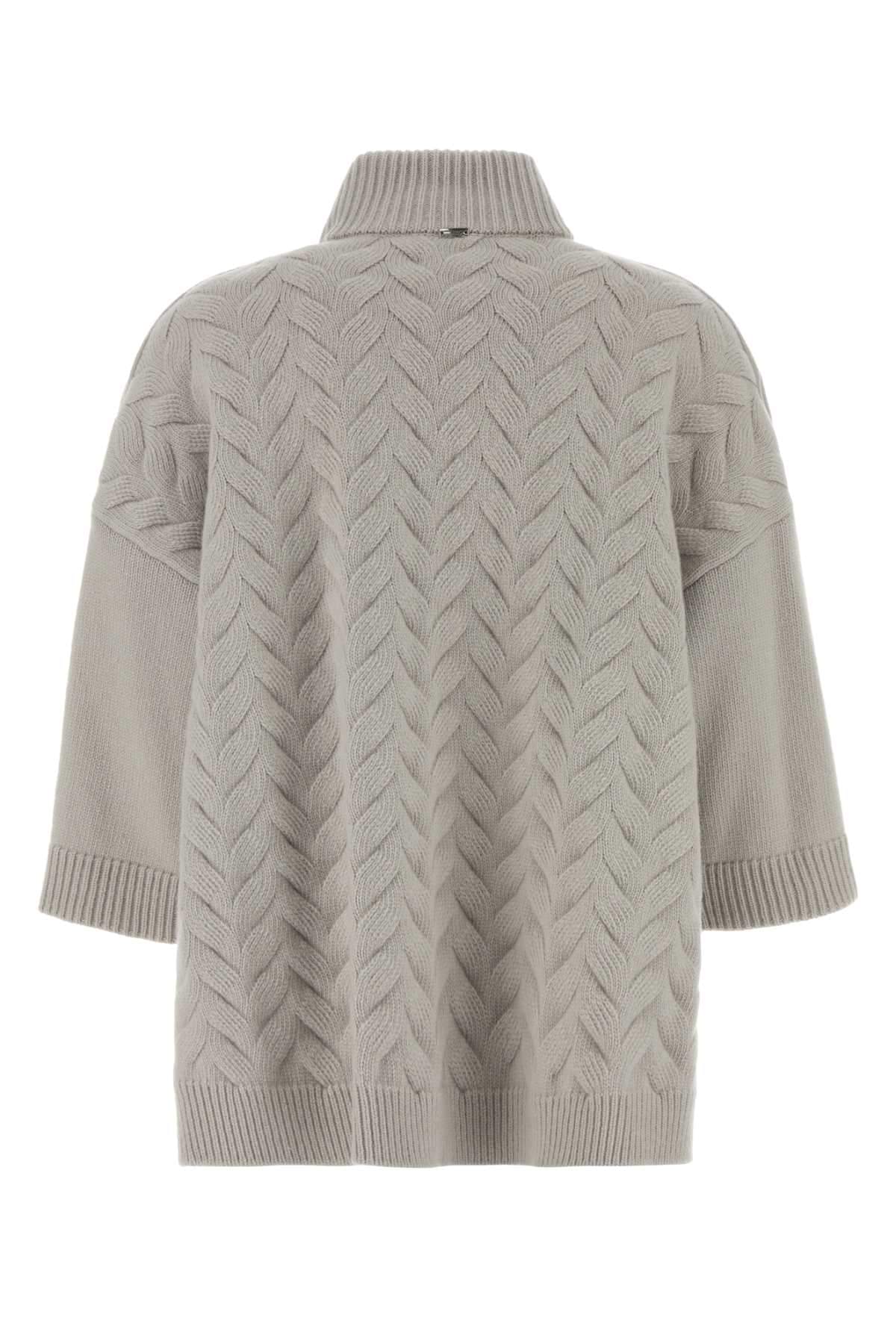 Herno Women Grey Flannel And Wool Cardigan HERNO