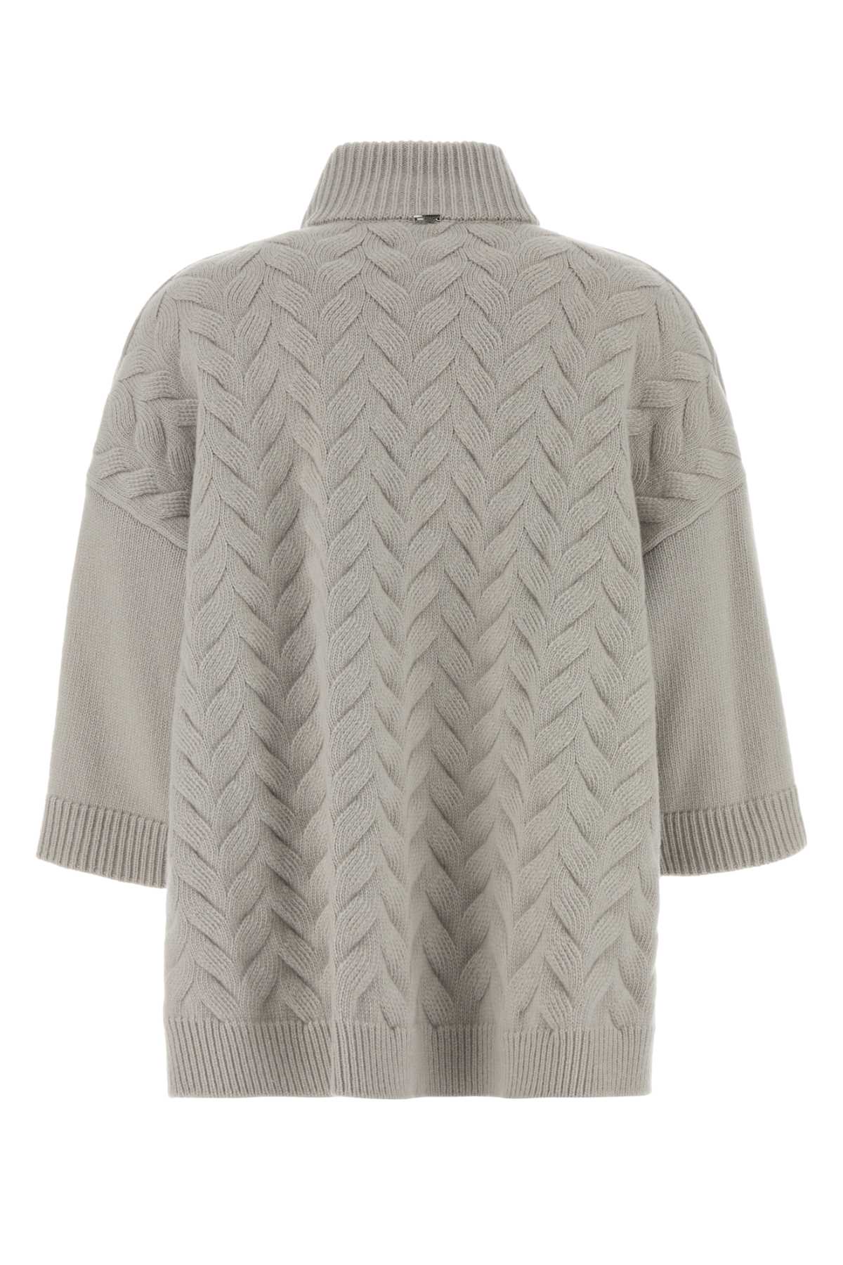 Herno Women Grey Flannel And Wool Cardigan HERNO