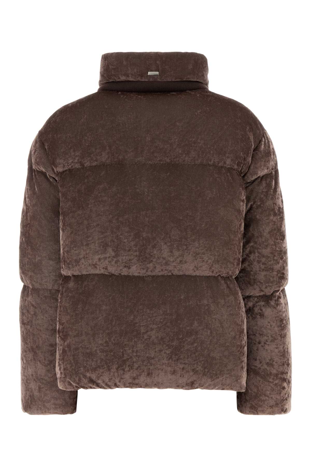 Herno Women Aubergine Stretch Velvet Down Jacket HERNO