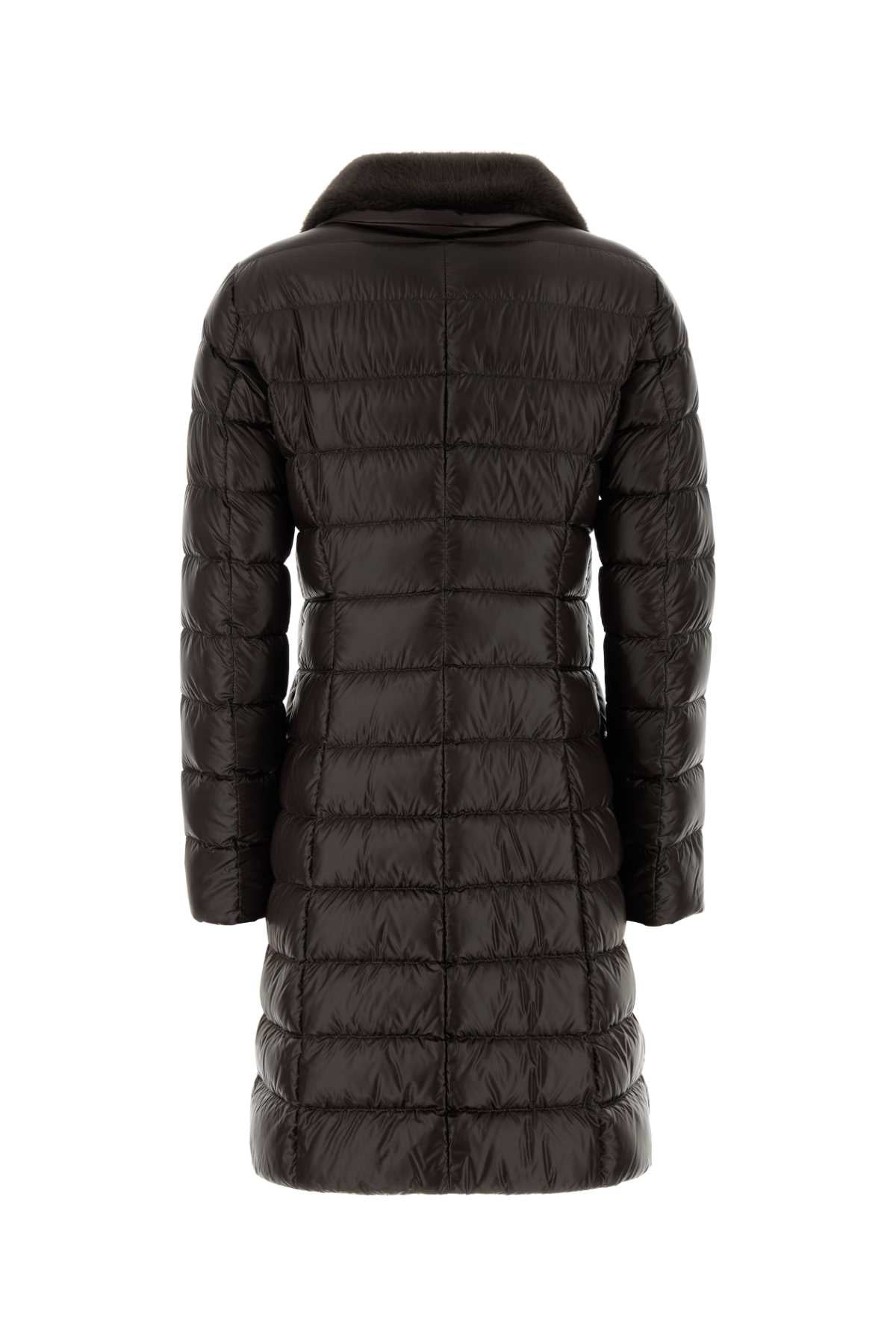 Herno Women Chocolate Nylon Elisa Down Jacket HERNO