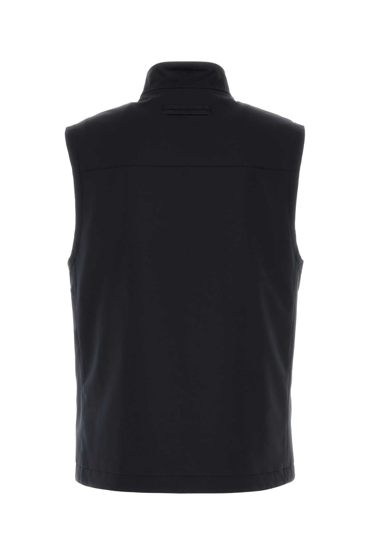 Zegna Men Midnight Blue Polyester Motorin Sleeveless Jacket