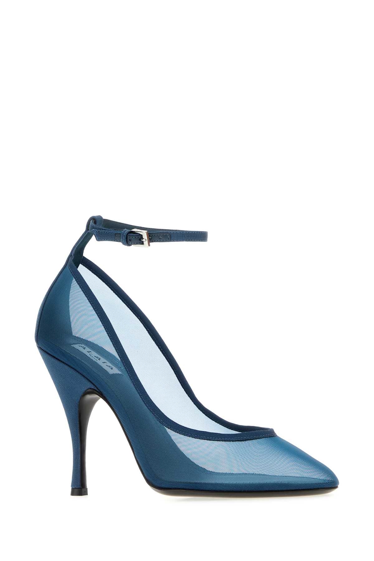 Alaia Women Cerulean Blue Mesh Pumps ALAIA
