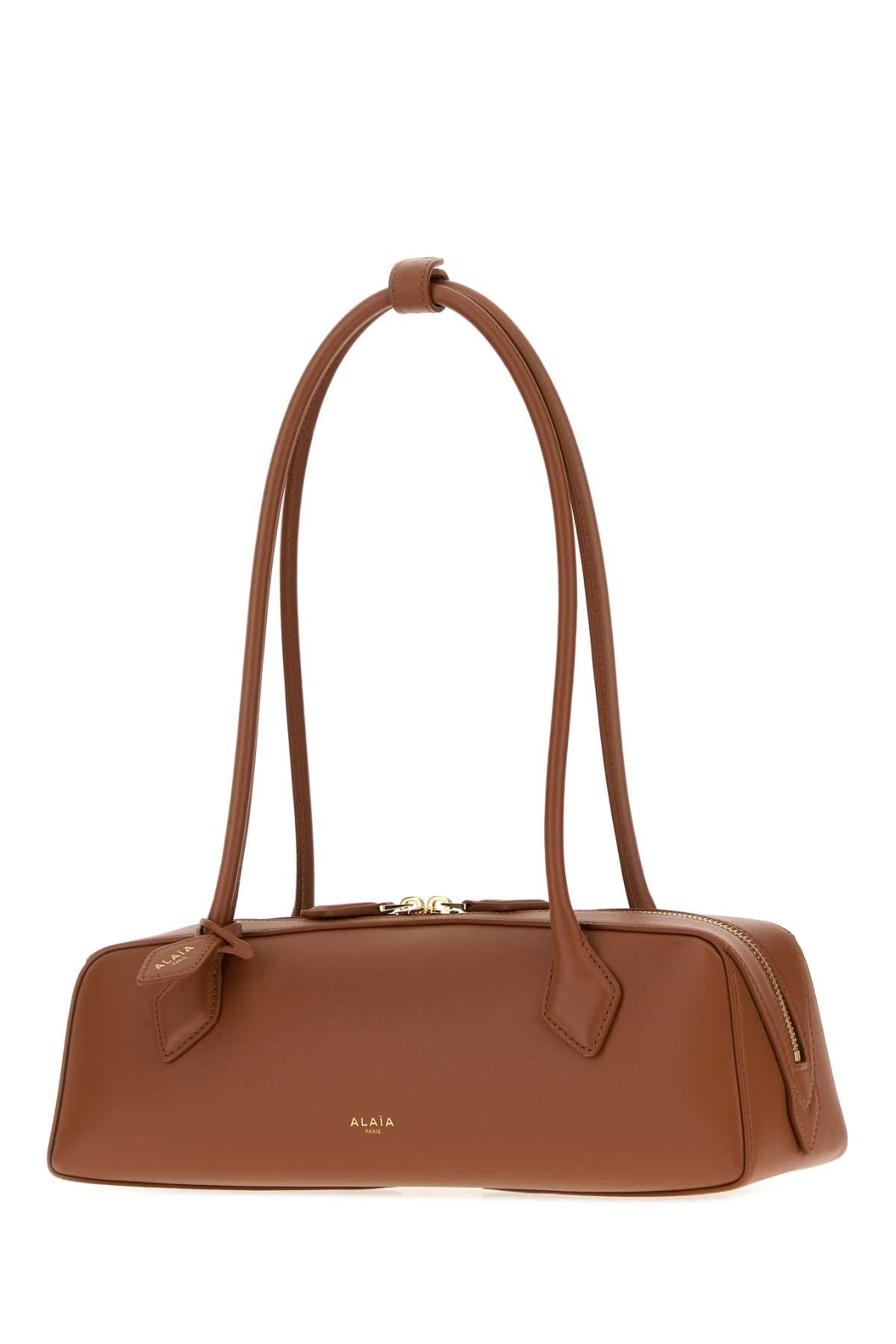Alaia Women Camel Leather Medium Teckel Shoulder Bag ALAIA