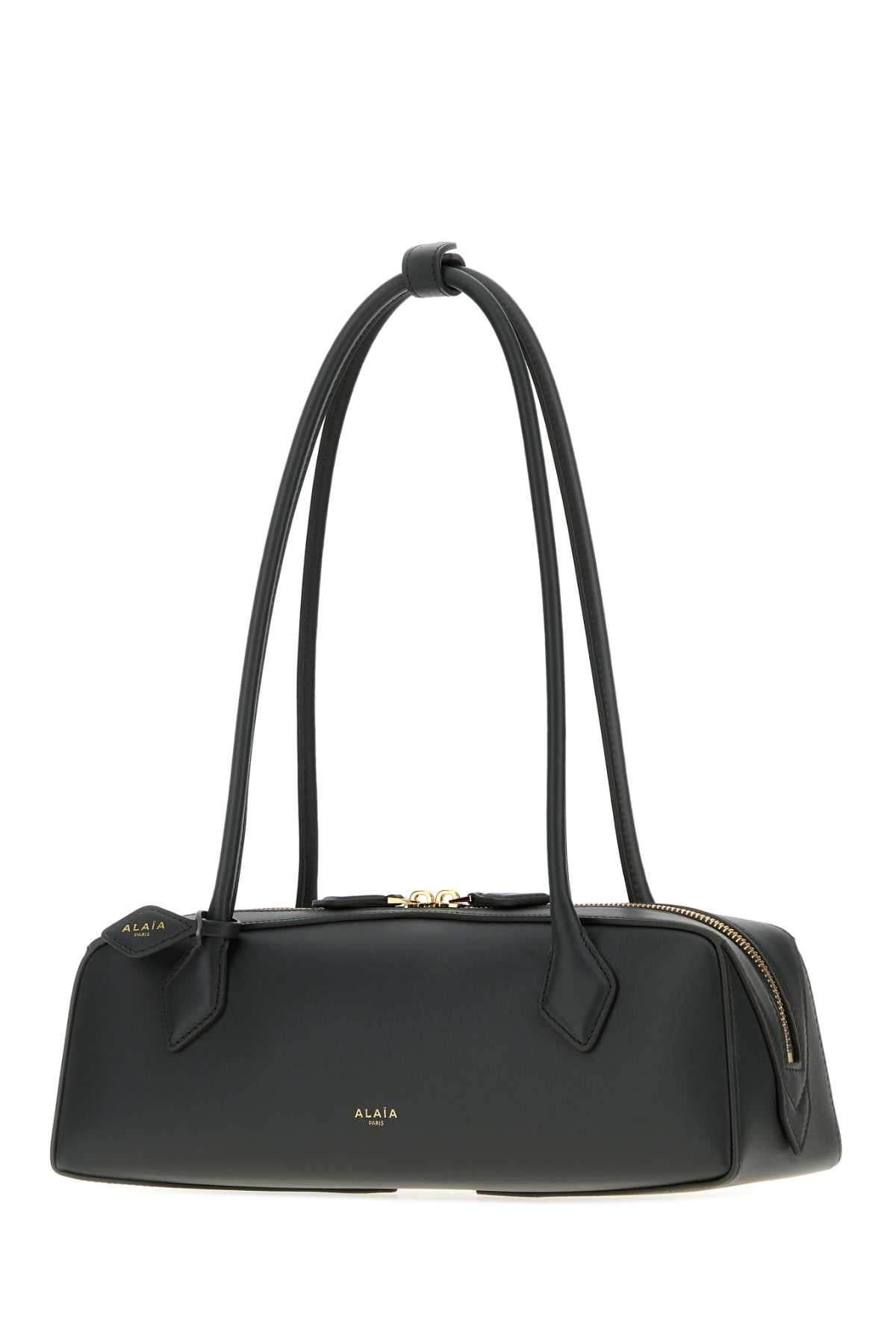 Alaia Women Graphite Leather Medium Teckel Shoulder Bag ALAIA