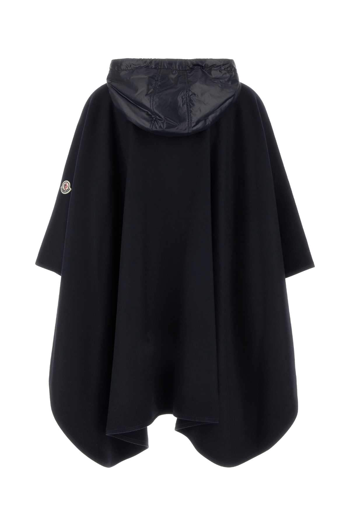 Moncler Women Navy Blue Wool Blend Poncho MONCLER