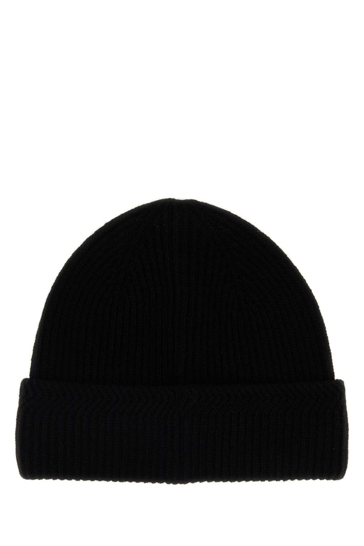 Moncler Men Black Wool Blend Beanie Hat MONCLER