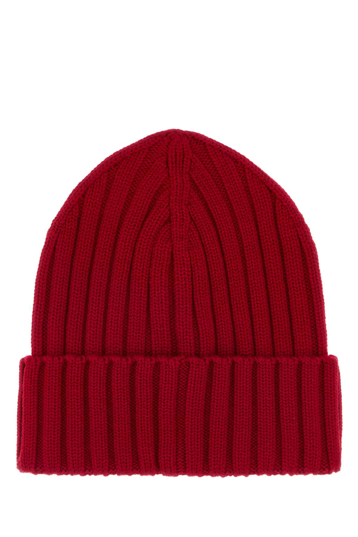 Moncler Women Red Wool Beanie Hat MONCLER