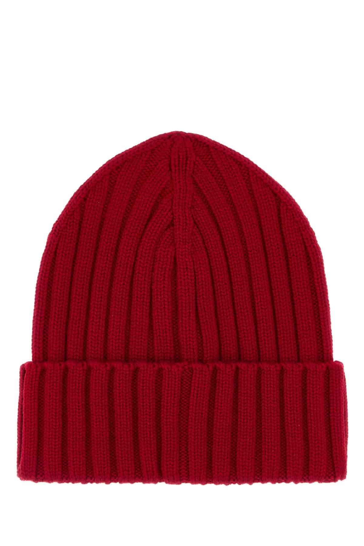 Moncler Women Red Wool Beanie Hat MONCLER