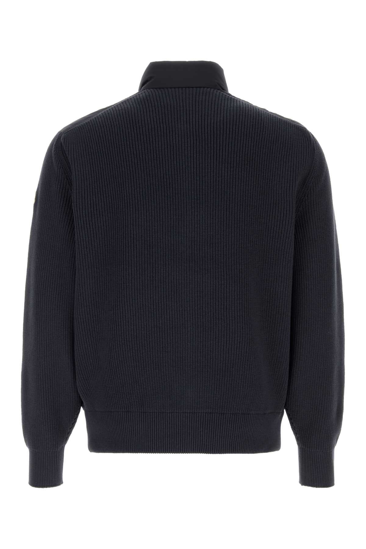 Moncler Men Navy Blue Cotton Blend Cardigan MONCLER