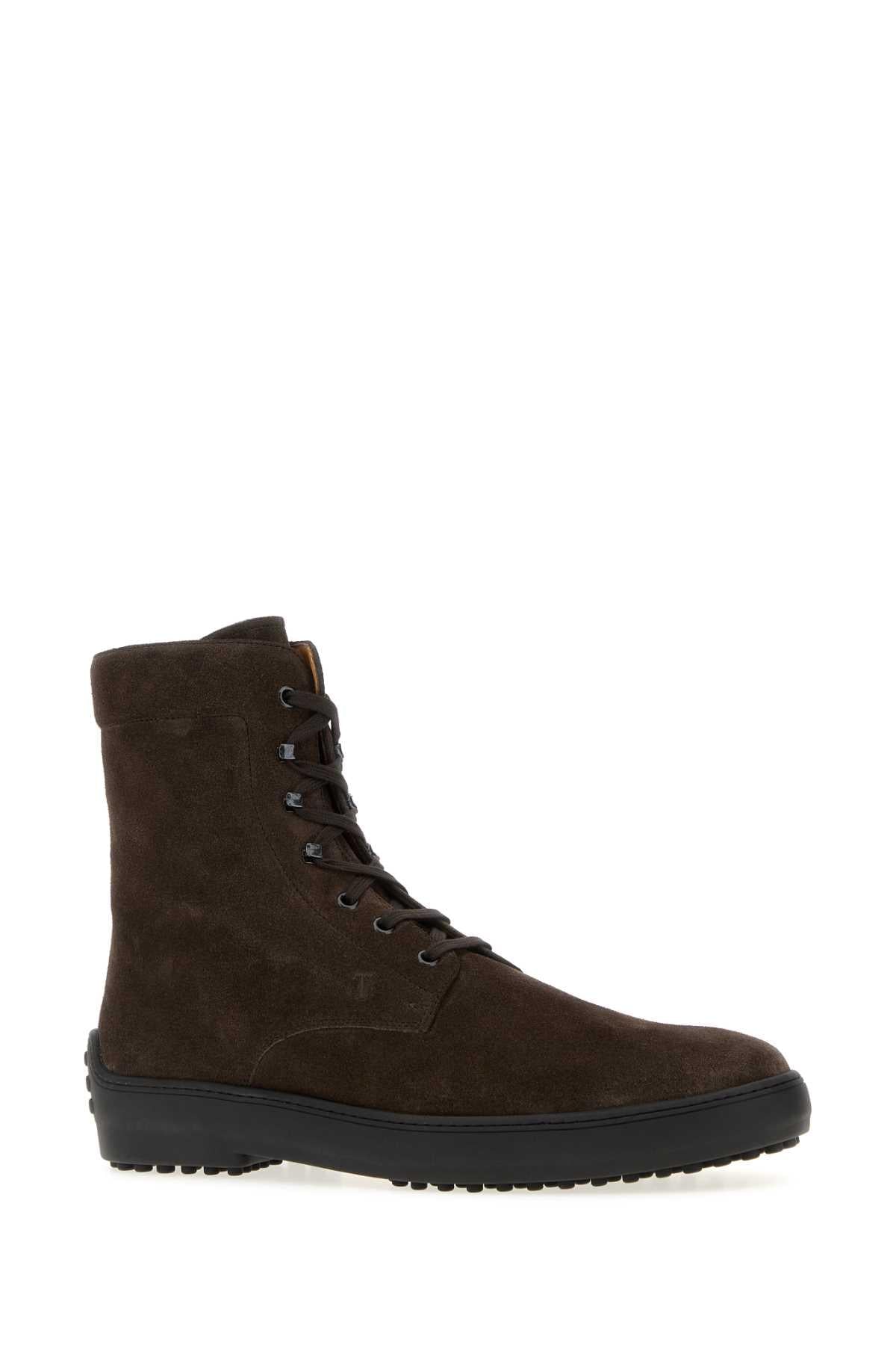 Tod's Men Dark Brown Suede Ankle Boots TOD'S