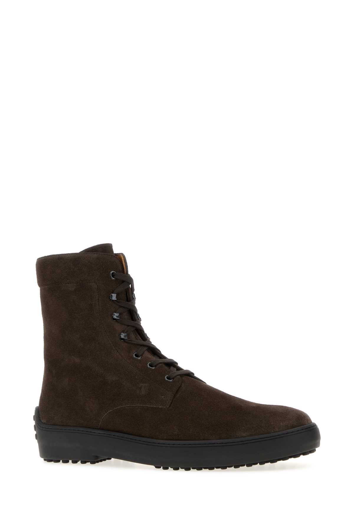 Tod's Men Dark Brown Suede Ankle Boots TOD'S