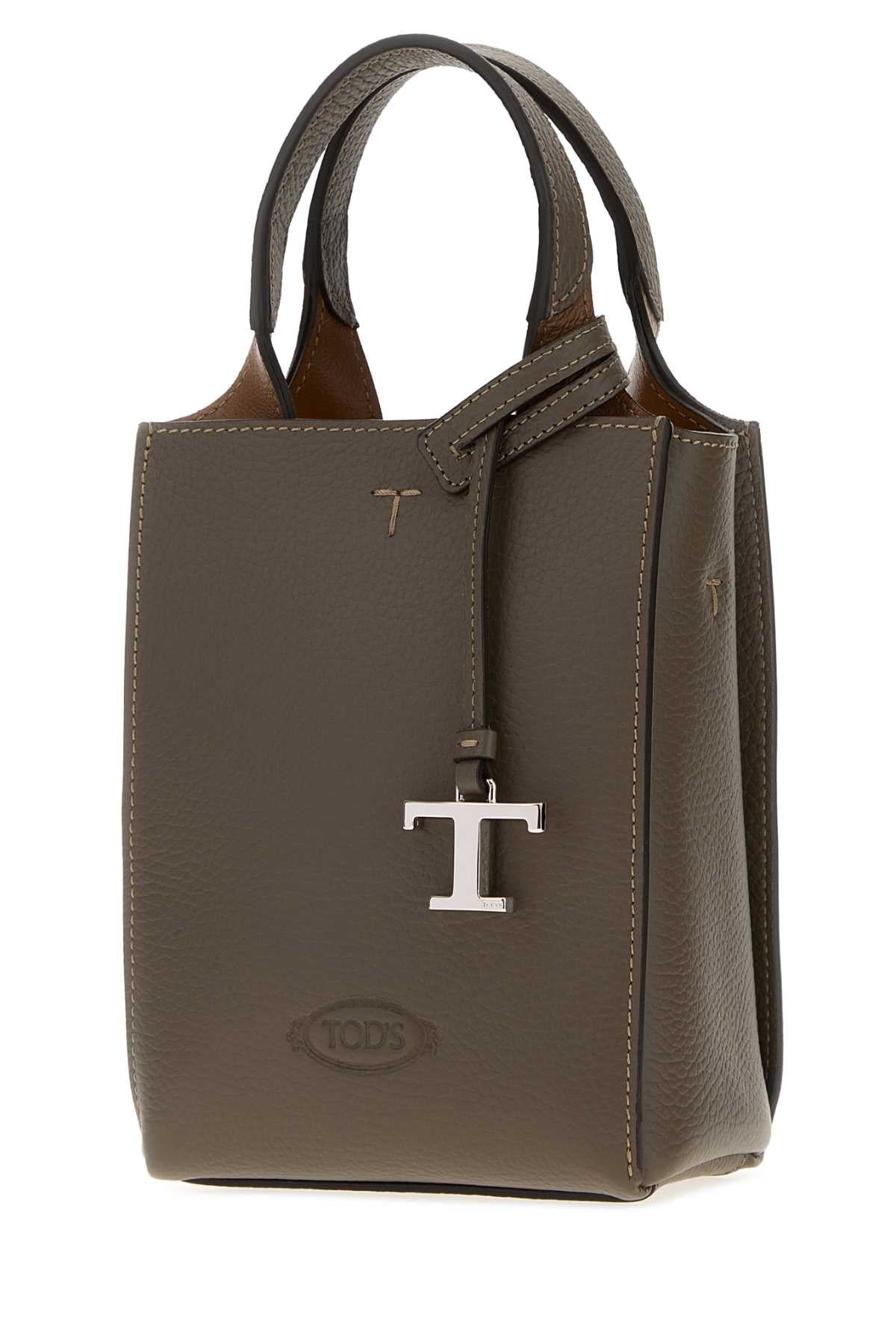Tod's Women Dove Grey Leather Phone Holder TOD'S