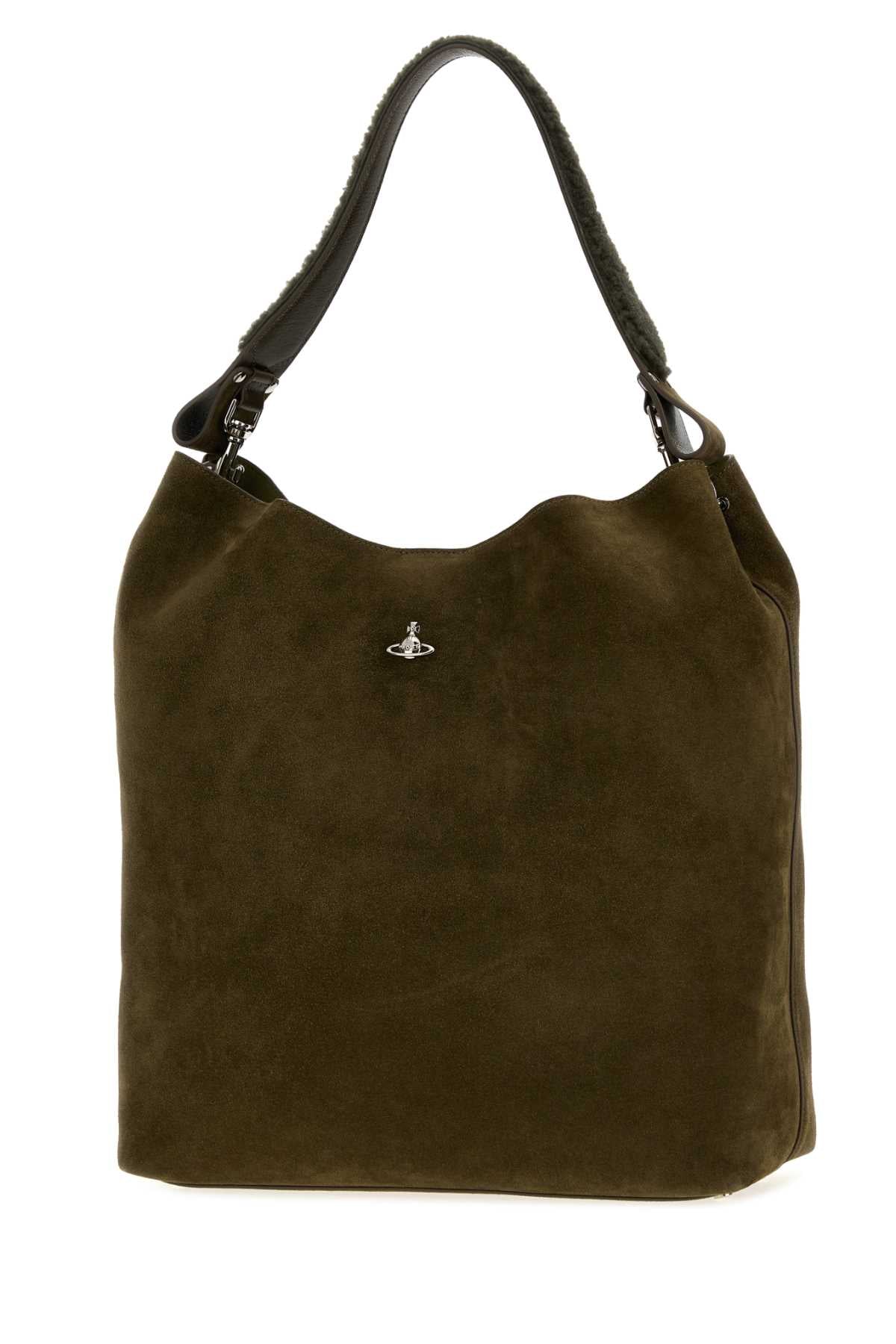 Vivienne Westwood Women Olive Green Suede Lottie Shopping Bag VIVIENNE WESTWOOD