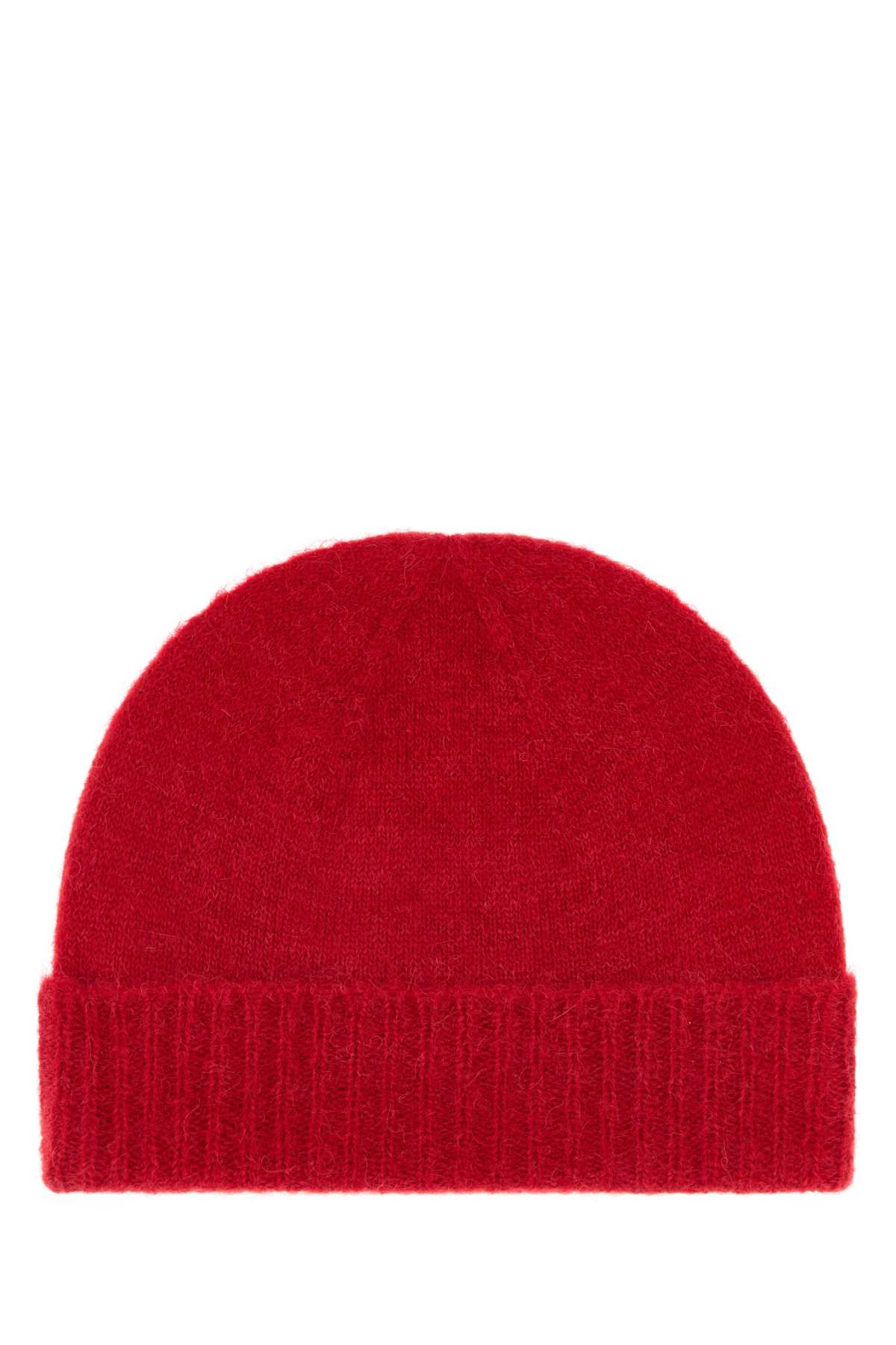 Vivienne Westwood Women Red Alpaca Blend Fluffy Beanie Hat VIVIENNE WESTWOOD