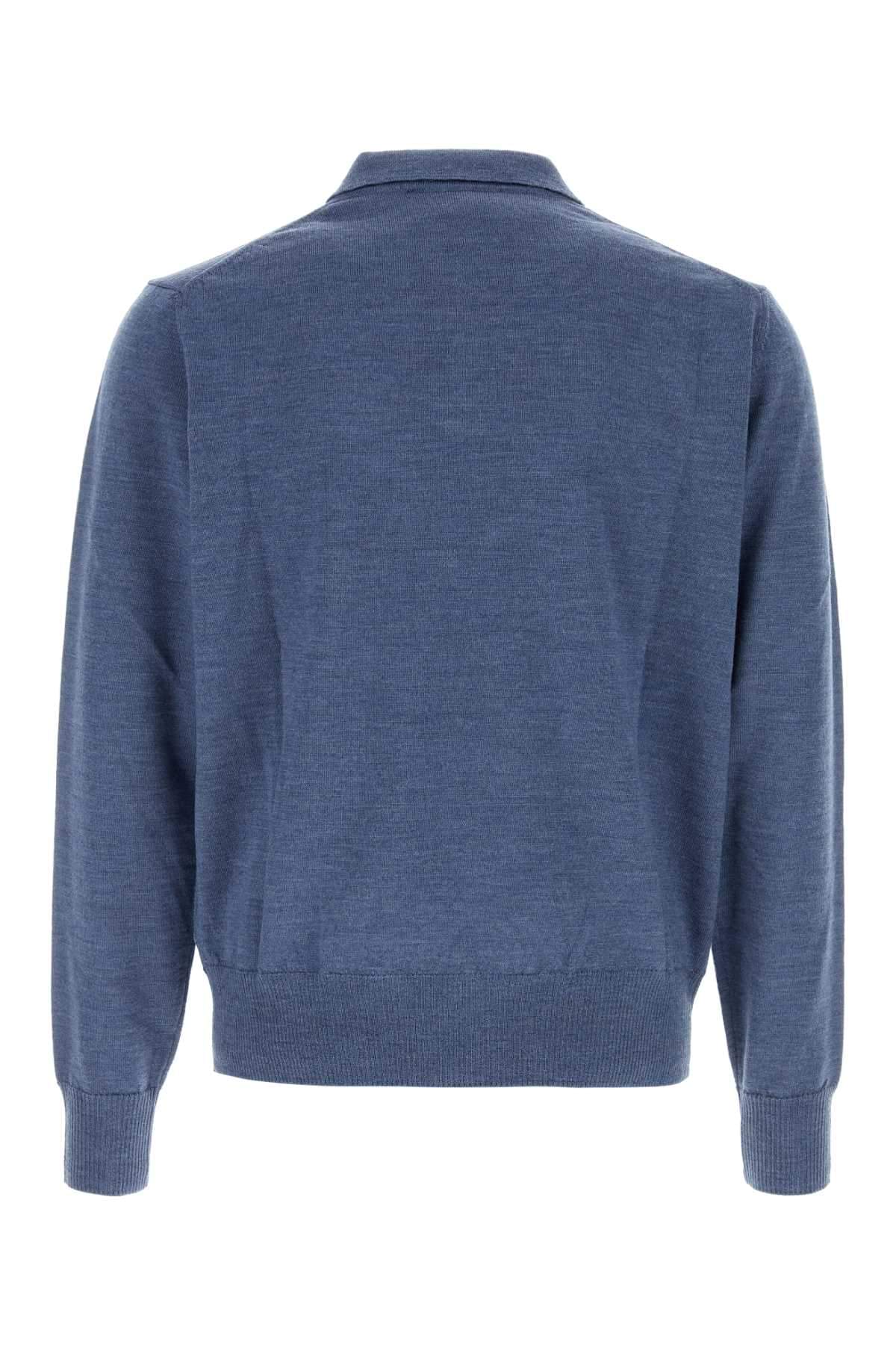 Vivienne Westwood Men Air Force Blue Wool Mark Polo Shirt VIVIENNE WESTWOOD