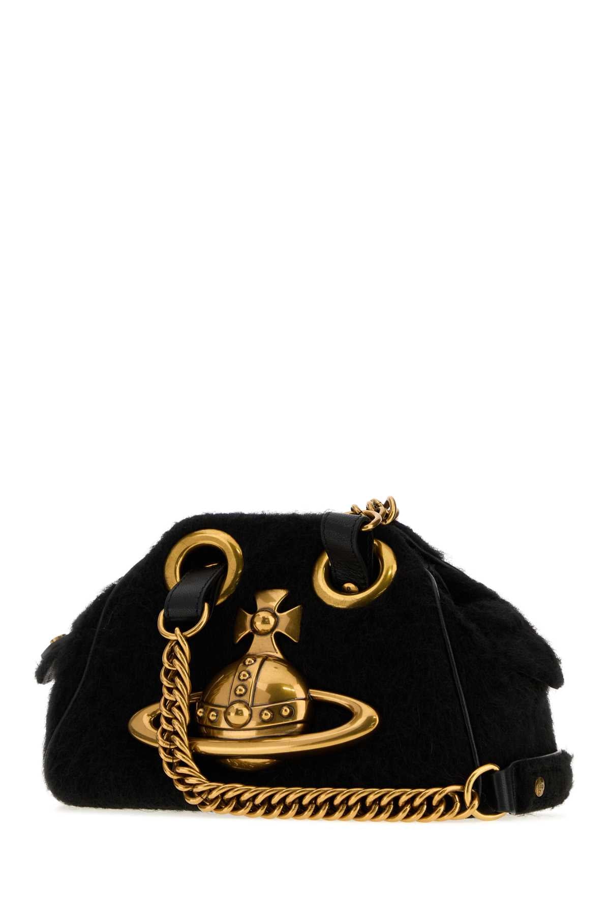 Vivienne Westwood Women Black Fabric Archive Orb Chain Shoulder Bag VIVIENNE WESTWOOD