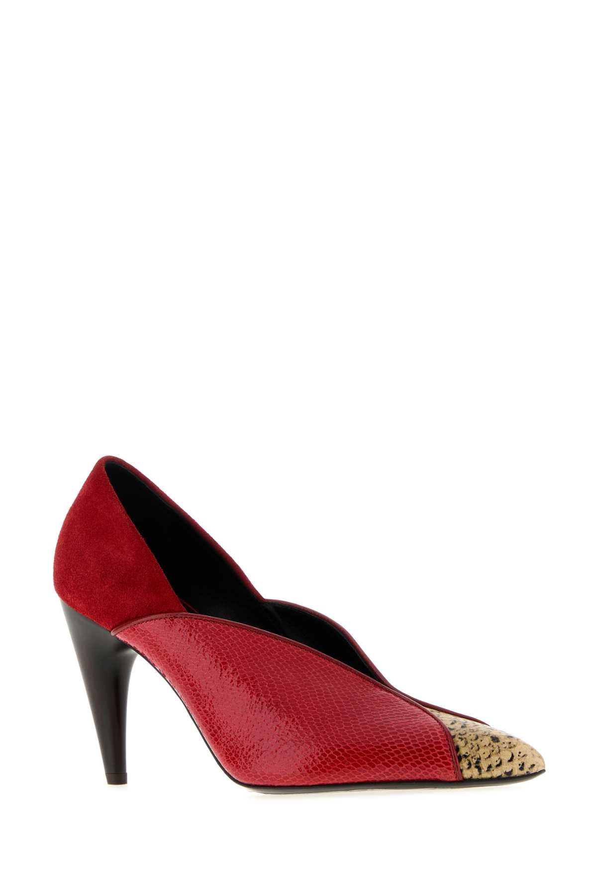Isabel Marant Women Red Leather And Suede Luza Pumps ISABEL MARANT