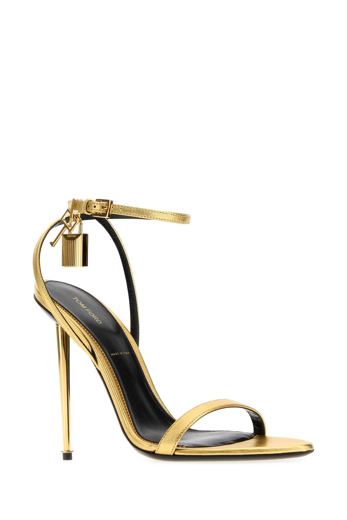 Tom Ford Women Gold Leather Sandals TOM FORD