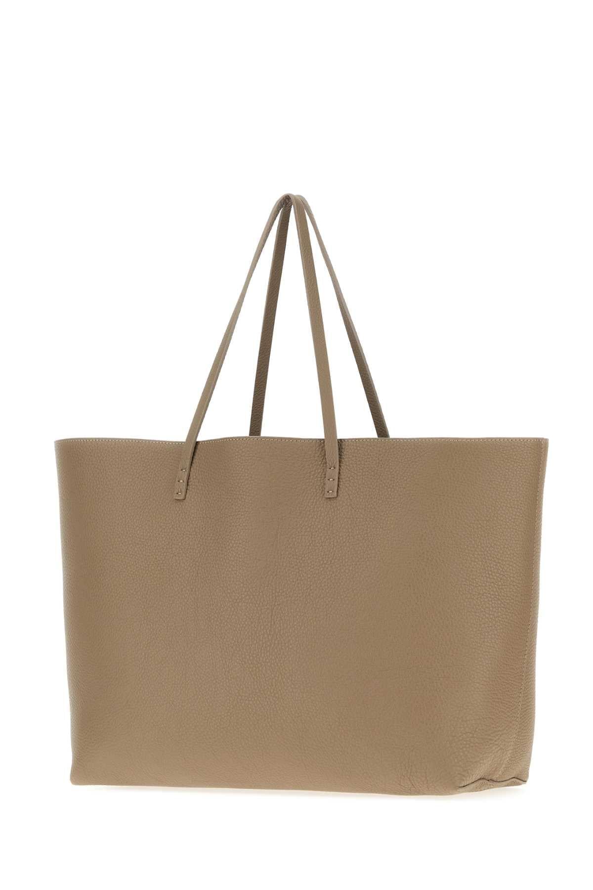 Fendi Women Dove Grey Leather Medium Roll Shopping Bag FENDI