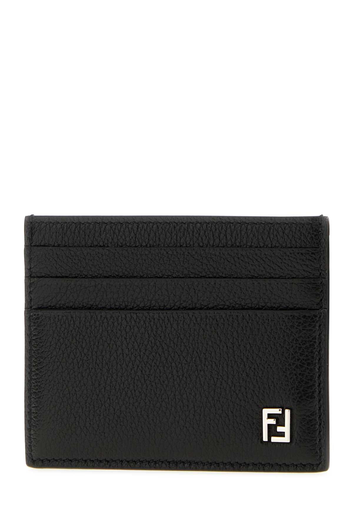 Fendi Men Black Leather Ff Card Holder FENDI