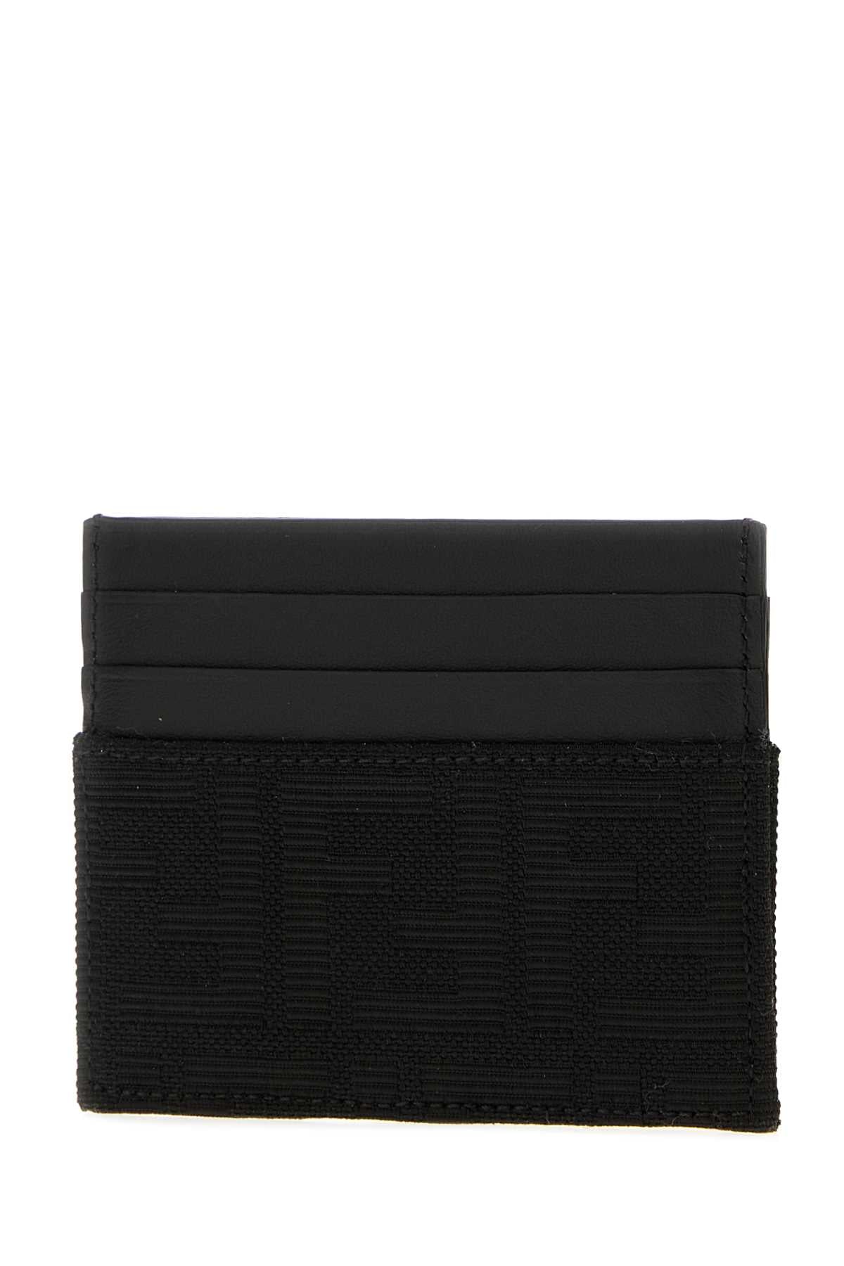Fendi Men Black Jacquard Ff Card Holder FENDI