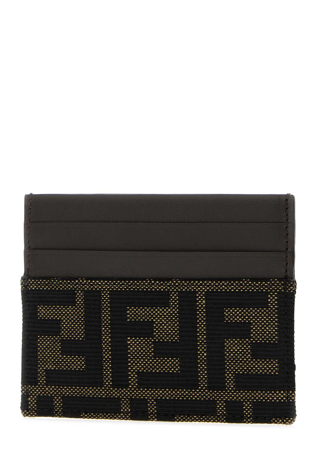 Fendi Men Brown Jacquard Ff Card Holder FENDI