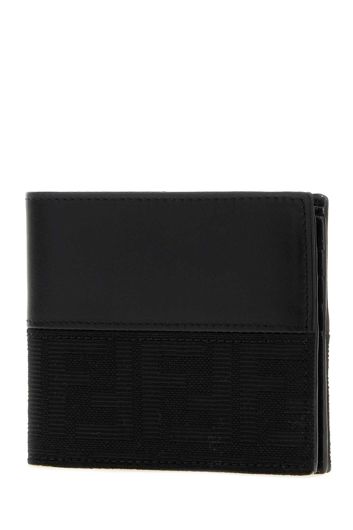 Fendi Men Black Jacquard And Leather Ff Wallet FENDI
