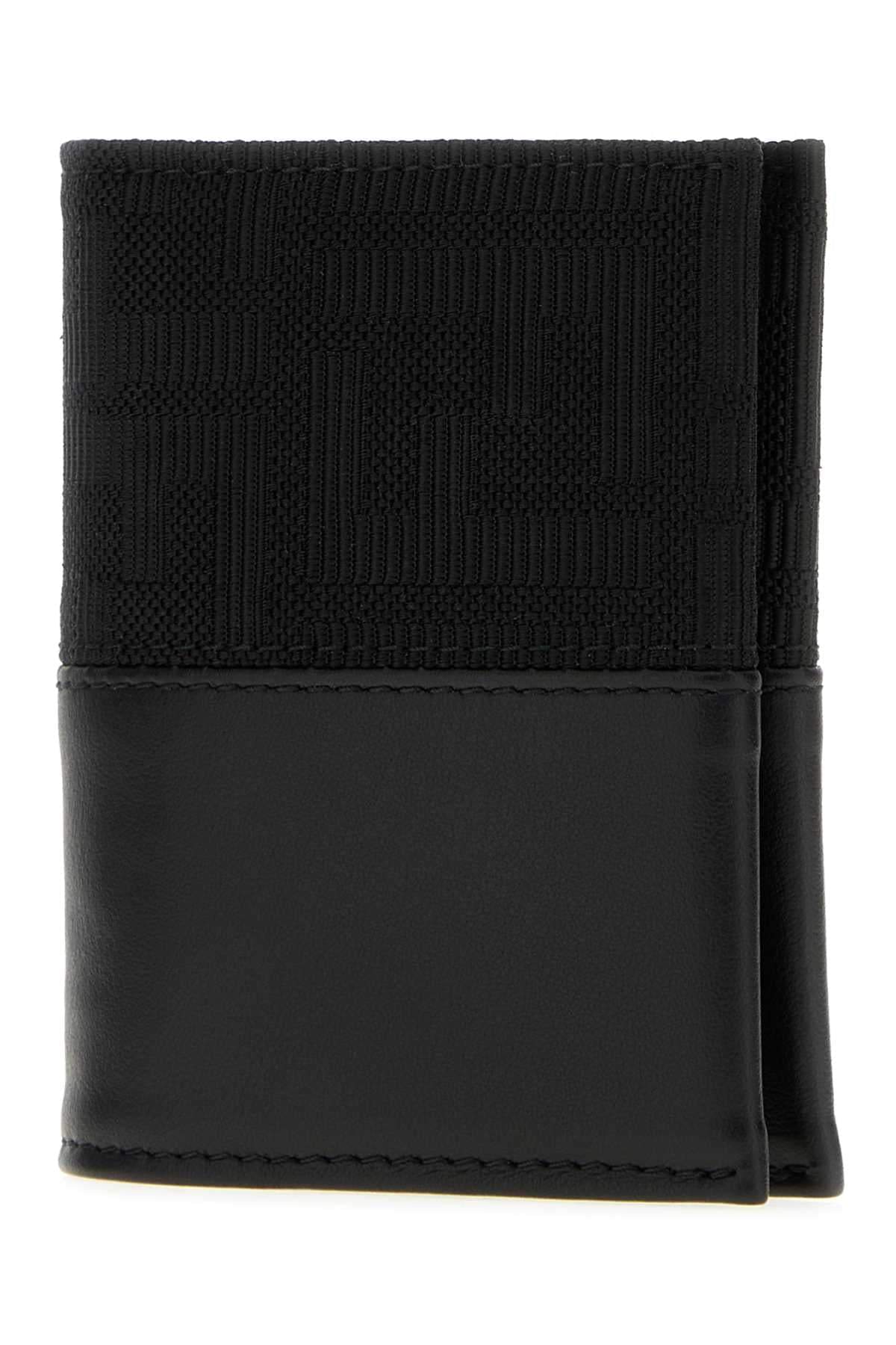 Fendi Men Black Jacquard And Leather Ff Card Holder FENDI