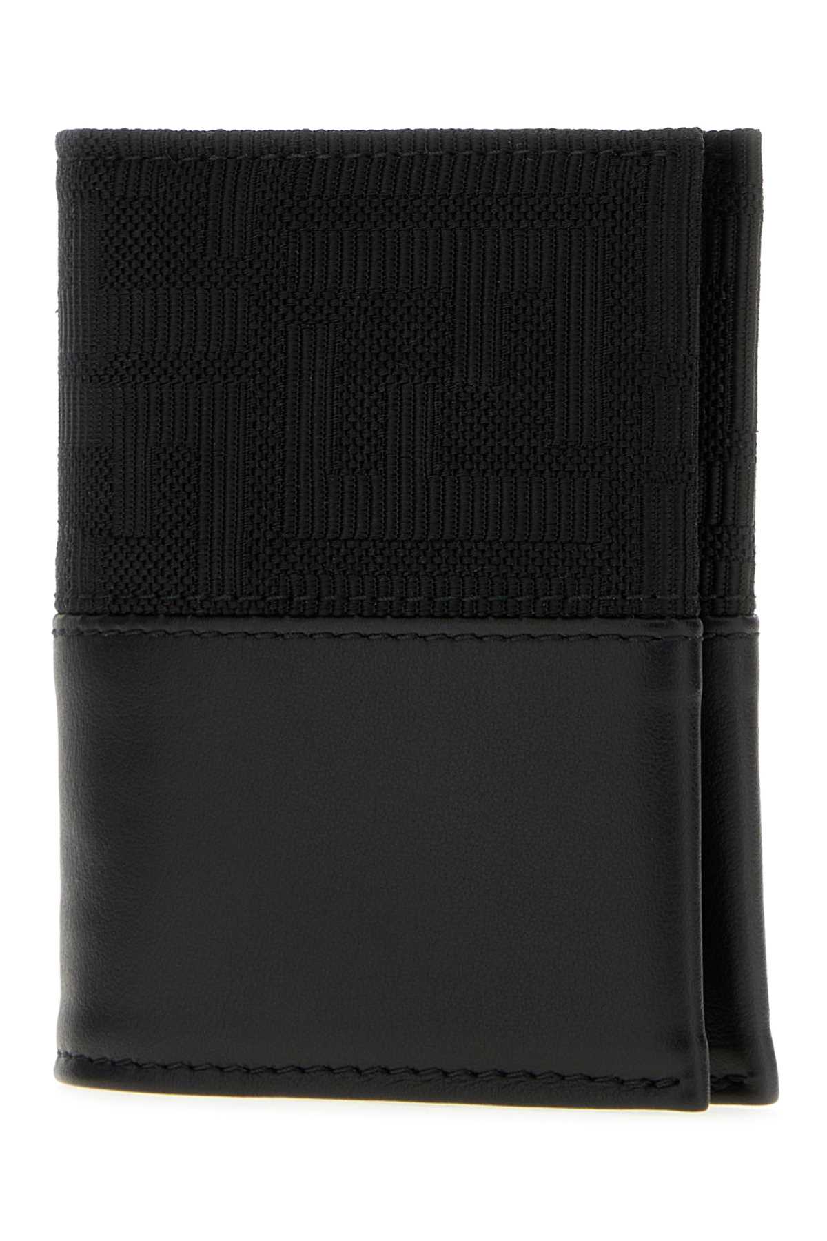 Fendi Men Black Jacquard And Leather Ff Card Holder FENDI