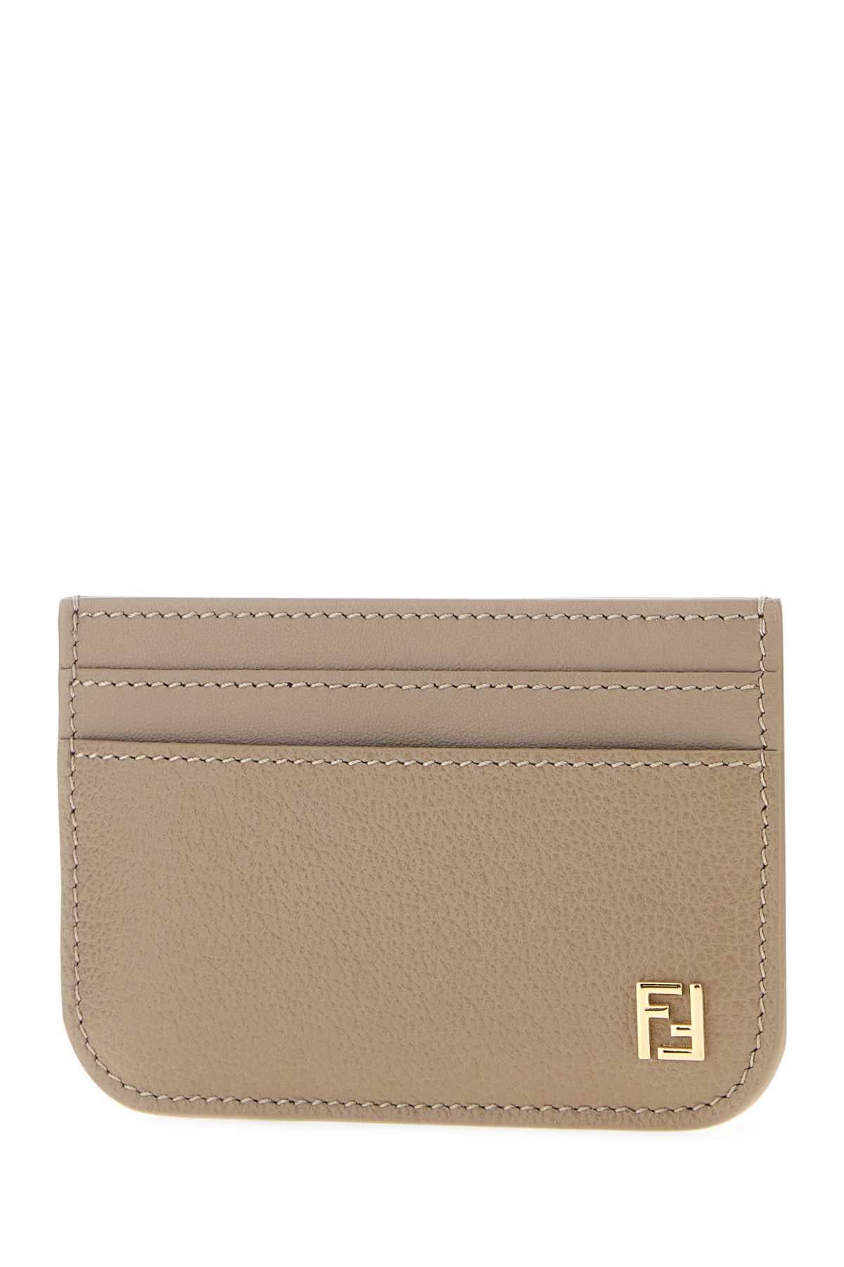 Fendi Women Dove Grey Leather Ff Card Holder FENDI