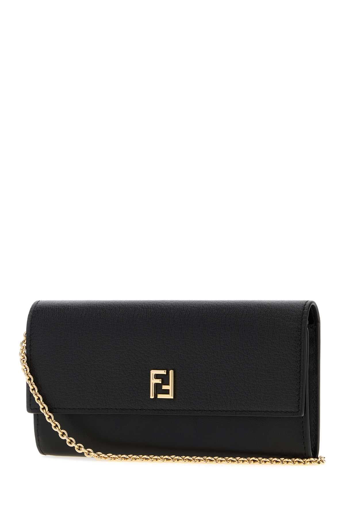 Fendi Women Black Leather Ff Wallet FENDI