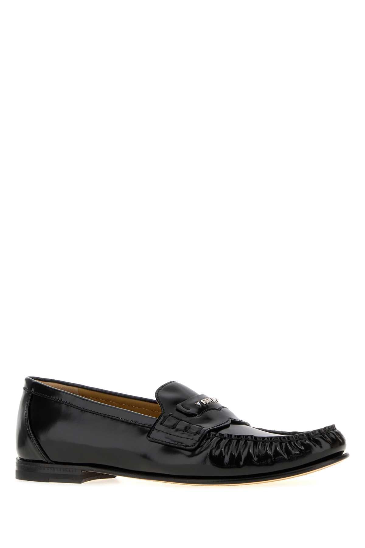 Fendi Women Black Leather Fendi Scrunch Loafers FENDI