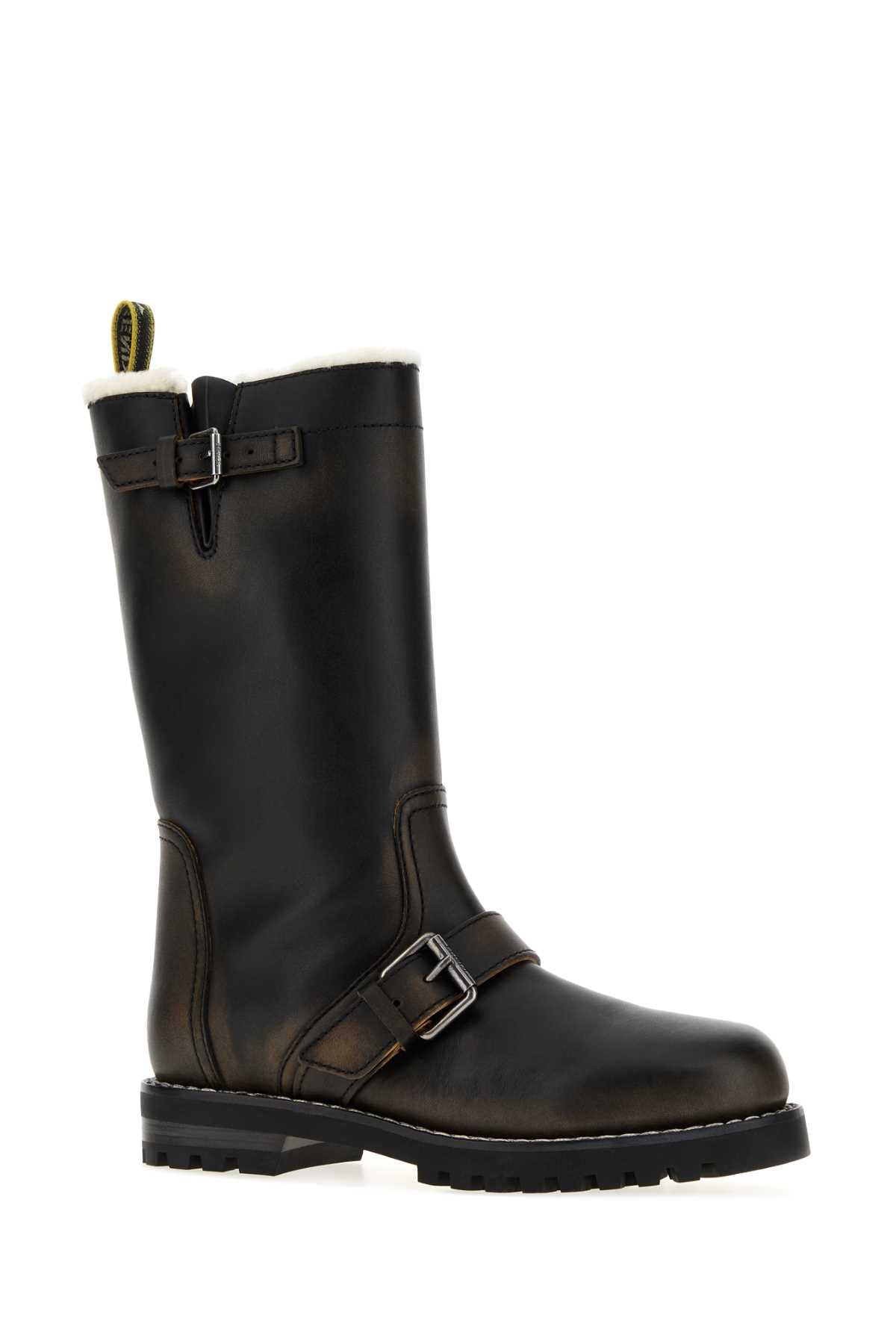 Fendi Women Dark Brown Leather Commando Boots