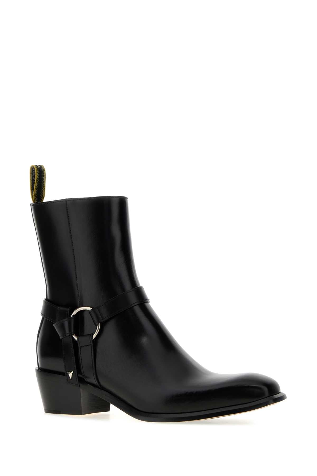 Fendi Men Black Leather Ankle Boots FENDI