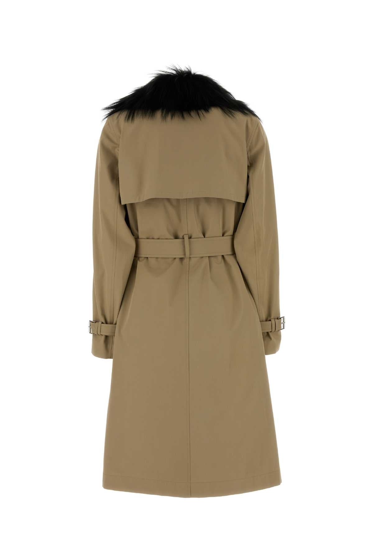 Fendi Women Beige Cotton Trench Coat FENDI