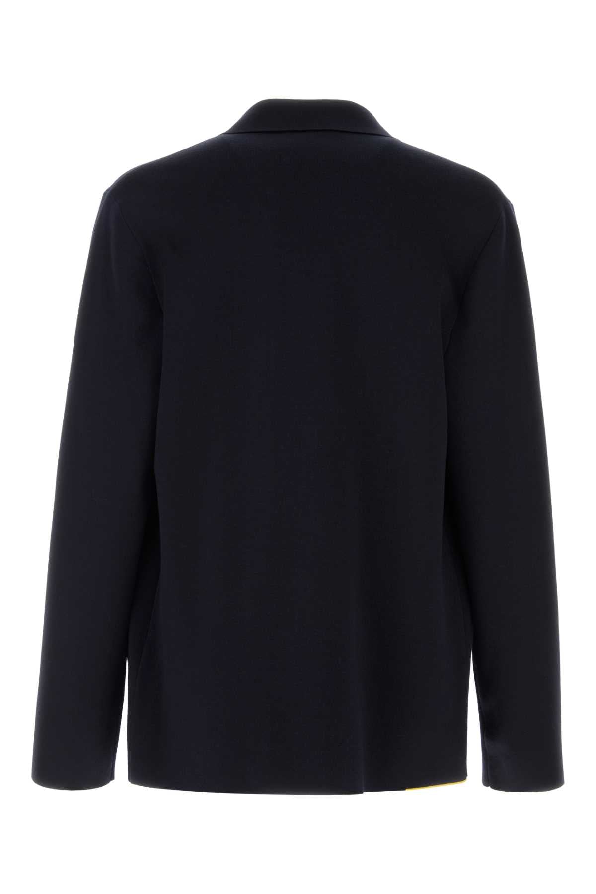 Fendi Men Midnight Blue Stretch Wool Blend Blazer FENDI
