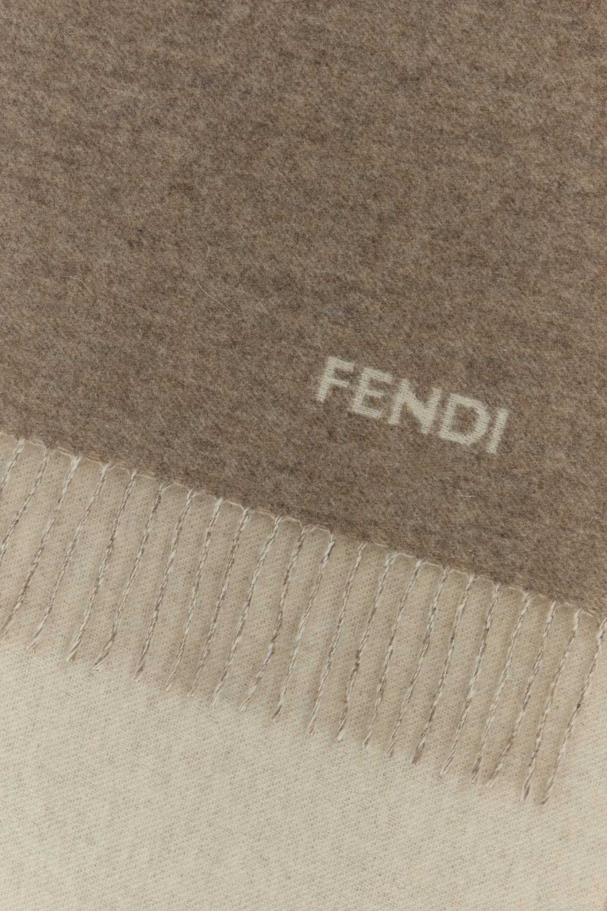 Fendi Men Dove Grey Cashmere Scarf FENDI