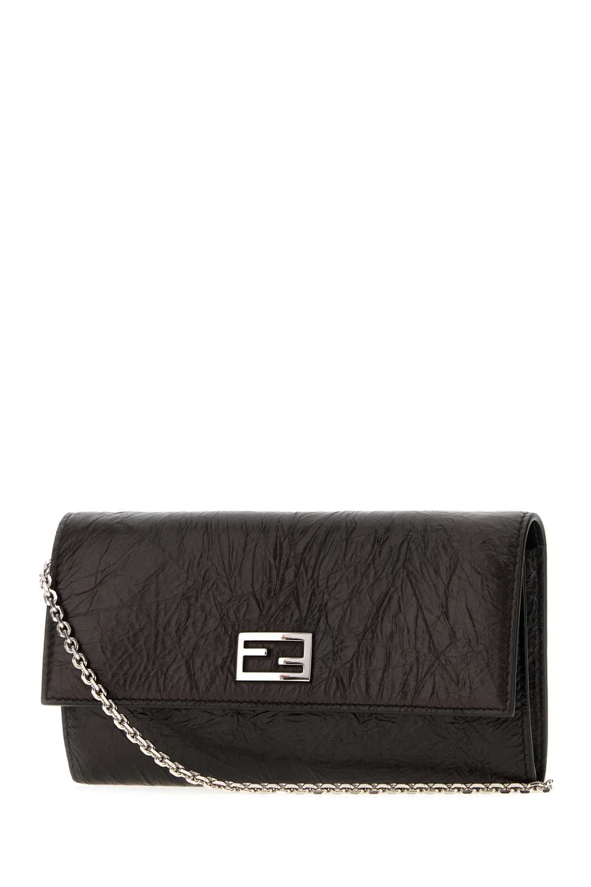 Fendi Women Black Leather Tube Wallet FENDI