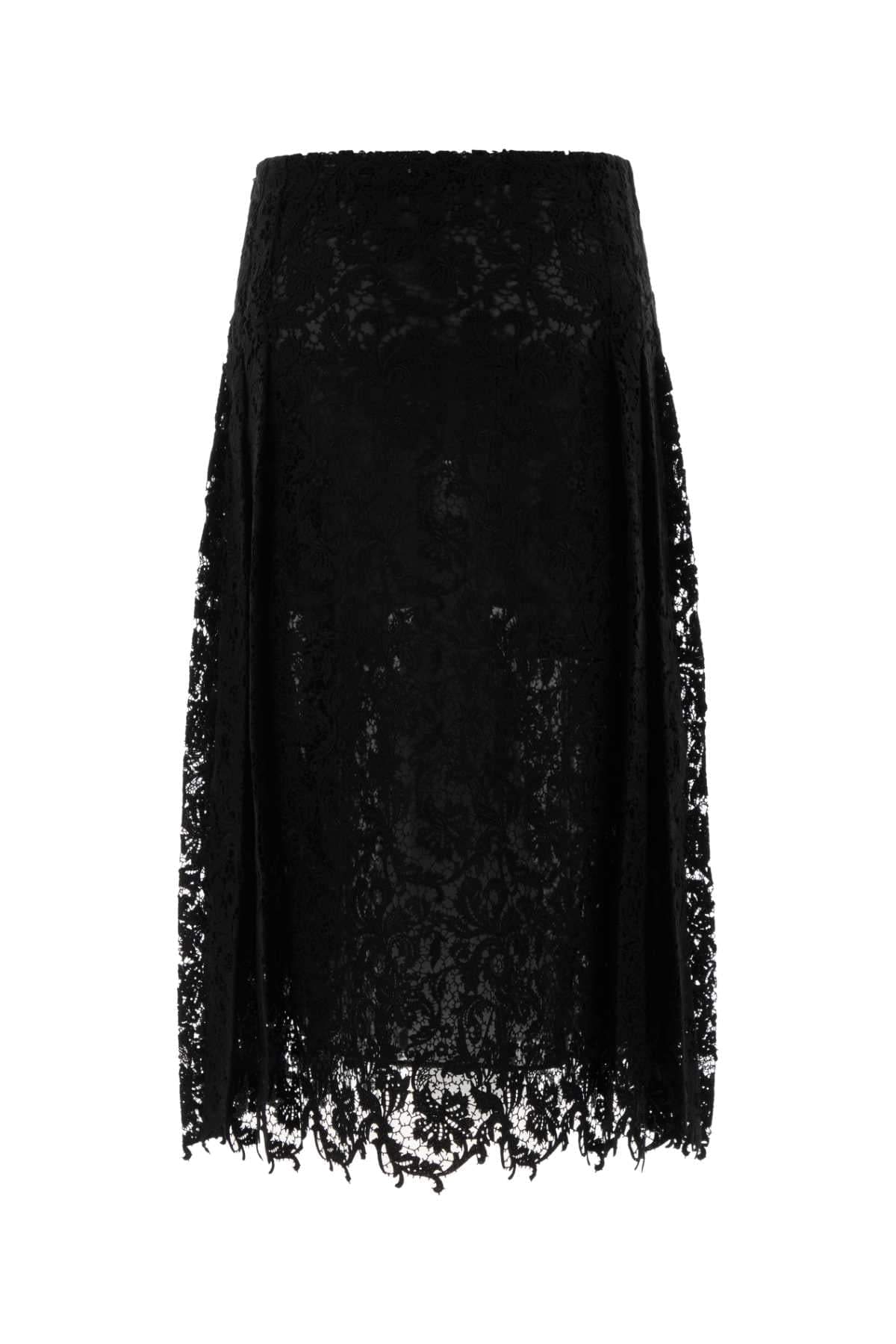 Fendi Women Black Macrame Lace Skirt FENDI