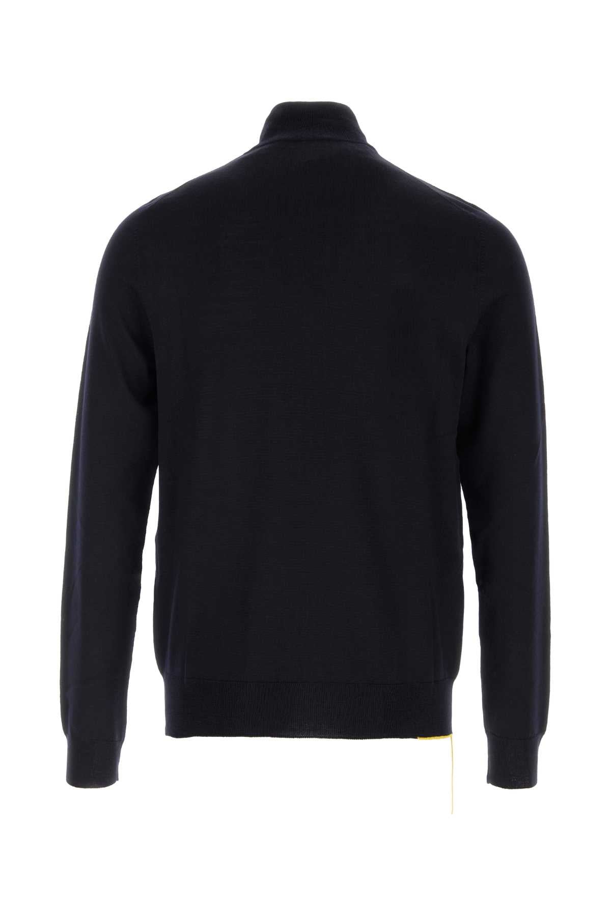 Fendi Men Midnight Blue Stretch Wool Cardigan FENDI