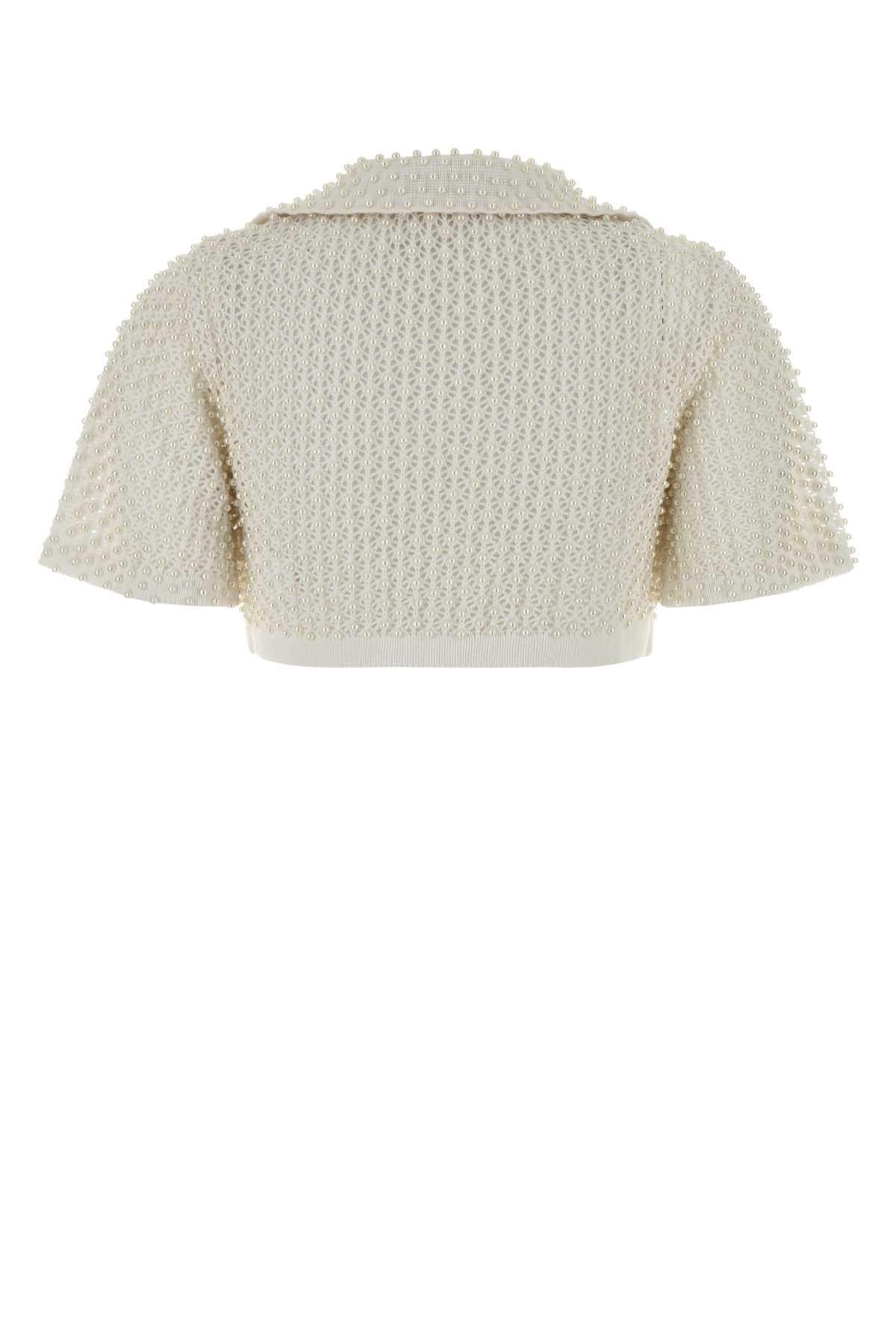 Giuseppe Di Morabito Women White Crochet Polo Shirt GIUSEPPE DI MORABITO